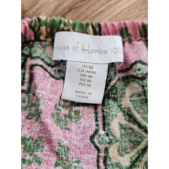 House of Harlow 1960 Linen Blend Green & Pink Floral Halter Dress with Pockets M - Picture 4 of 7